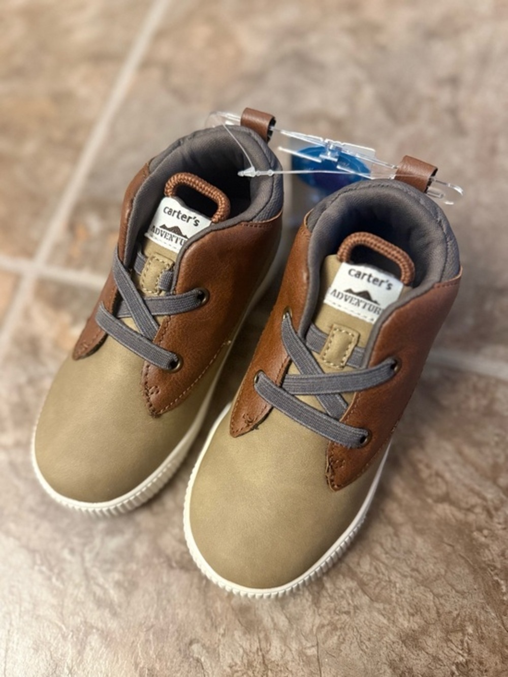 Carter’s Toddler High Top Sneakers Tan Brown Neutral Boots Lace Shoes Sz 9 NWT